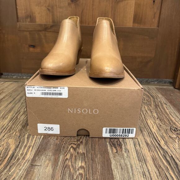 Nisolo Mia Leather Ankle Bootie with block heel 9 Almond - Picture 9 of 9